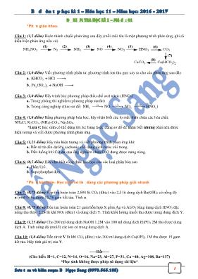 Bộ đề ôn tập học kì 1  Hóa học 11  Năm học 2016 - 2017